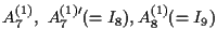 $A_{7}^{(1)},~A_{7}^{(1)\prime}(=I_{8}),
A_{8}^{(1)}(=I_{9})$