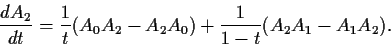\begin{displaymath}\frac{dA_2}{dt}=\frac{1}{t}(A_0A_2-A_2A_0)
+\frac{1}{1-t}(A_2A_1-A_1A_2).\end{displaymath}